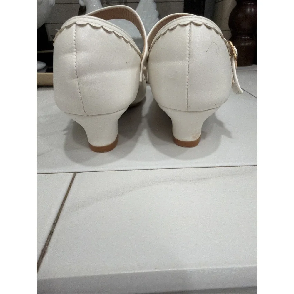 Hehainom Little Girls Emily Strap Mary Jane Shoe Bow Rhinestone‎ Heart 12 White